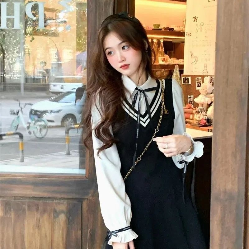 IELGY    Đầm Giả Hai Mảnh Thiết Kế Phong Cách Ngoại Thương Cho Nữ