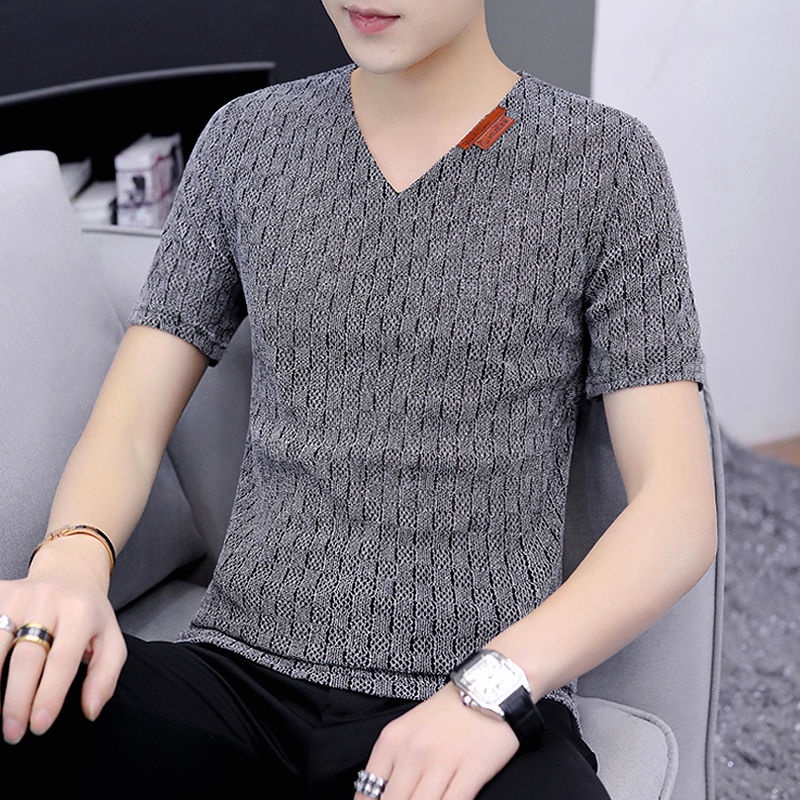 Áo Thun Tay Ngắn Cổ Chữ V Phong Cách Hàn Quốc Thời Trang Mùa Hè Cho Nam