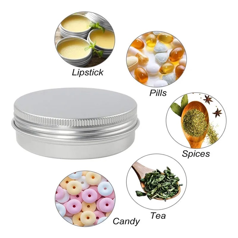 Hộp Đựng Son Môi / Nến Thơm Hình Tròn 15ml Bằng Nhôm Có Nắp Vặn Tái Sử Dụng Được DIY