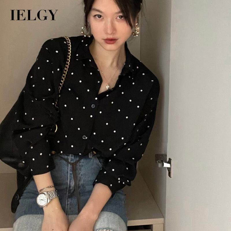 IELGY Áo Kiểu Tay Dài Dáng Rộng Phong Cách Thời Trang Pháp Cổ Điển Dành Cho Nữ