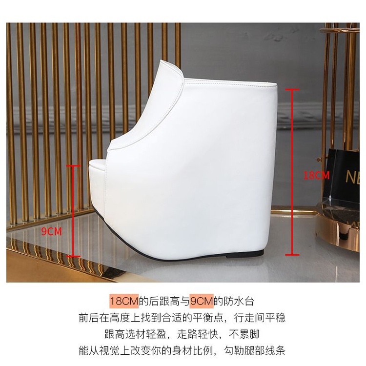 Âu mỹ sexy dép 18cm dép dày-chân đế màu trắng bạc bên trong tăng chiều cao sàn catwalk giày nữ