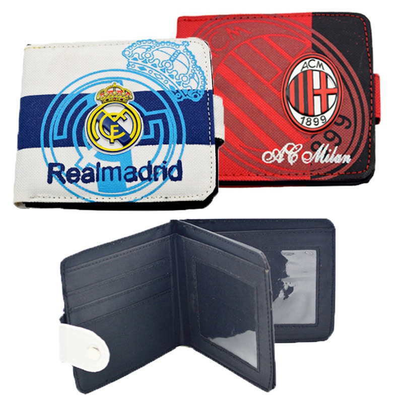 Ví Vải Canvas Ngắn In Logo Chelsea Liverpool AC Milan Cho Nam