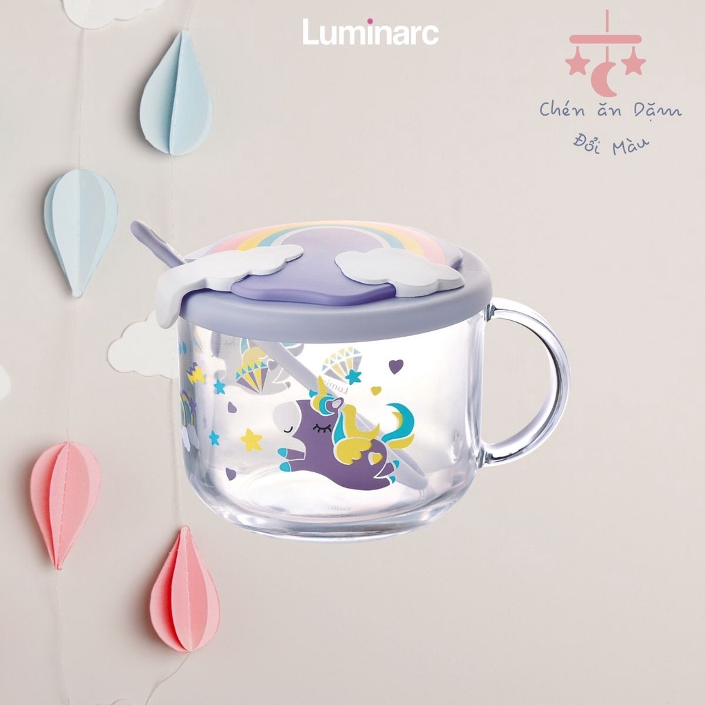 Ly Thủy Tinh Luminarc Unicorn 500ml - Chén Ăn Dặm Có Nắp L9484 | Phân Phối Chính Hãng