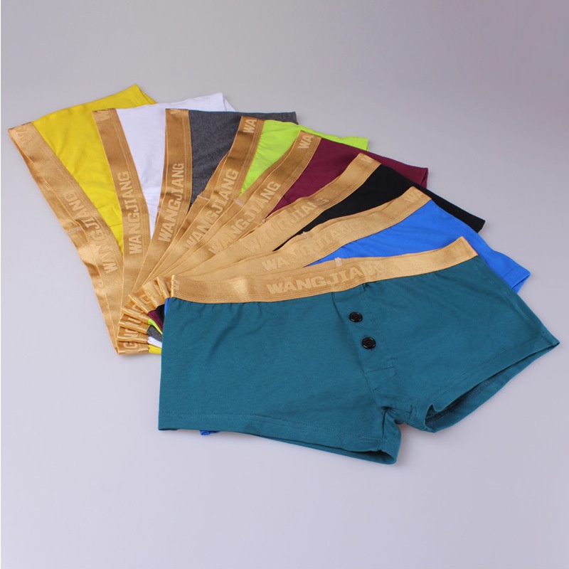 Quần Lót Boxer Cotton Lưng Thấp Màu Trơn Thoáng Khí Thoải Mái Cho Nam 4011-PJ