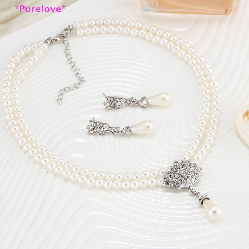 Bộ Vòng cổ + Bông Tai Đính Ngọc Trai Nhân Tạo Thanh Lịch Cho Nữ Mới