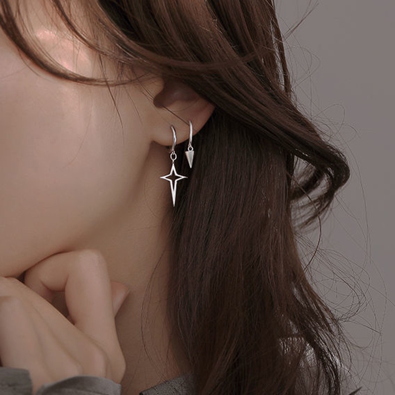 Khuyên Tai Không Đối Xứng Hình Học Ngôi Sao Phong Cách Hip hop Cá Tính