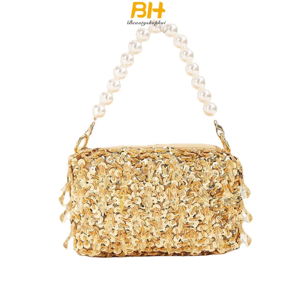 Ví Cầm Tay Đính Hạt Cườm Lấp Lánh Kiểu Mới Cho Nữ