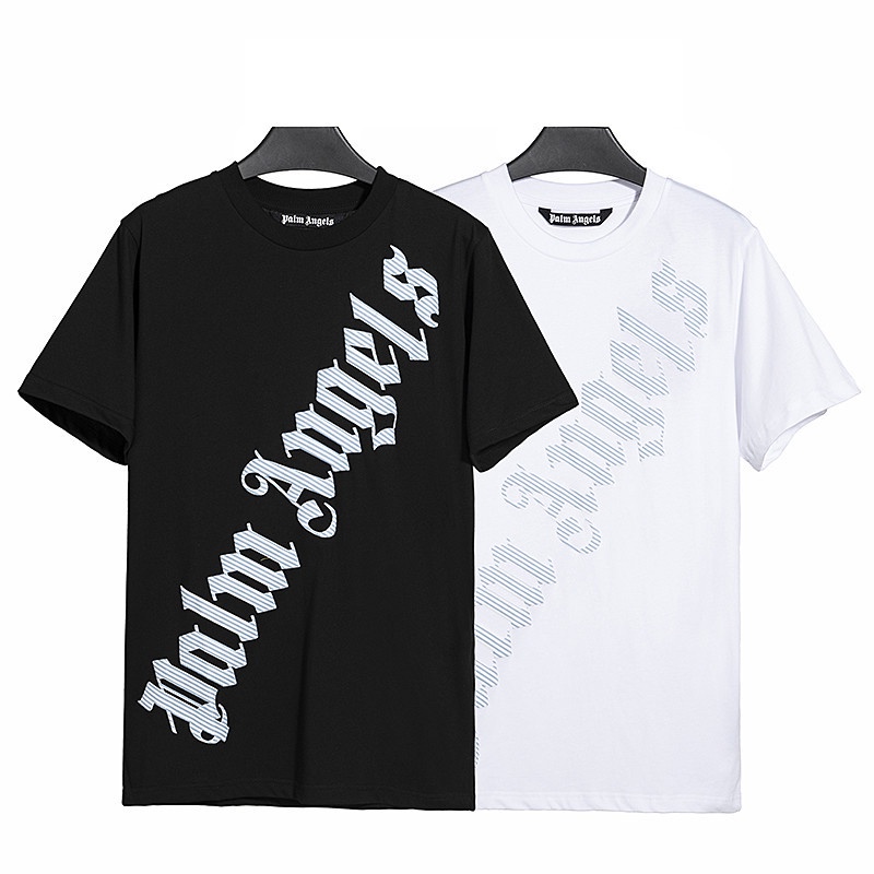 Áo Thun Cotton Tay Ngắn Kẻ Sọc Dọc In Chữ Thời Trang Đường Phố Cho Nam Và Nữ