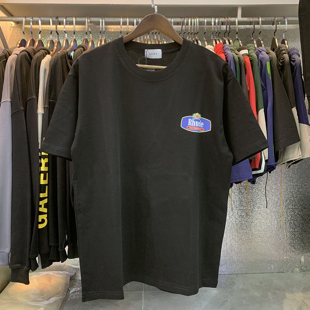 Áo Thun cotton Ngắn Tay In Hình RHUDE Motorsport Thời Trang Unisex Cá Tính