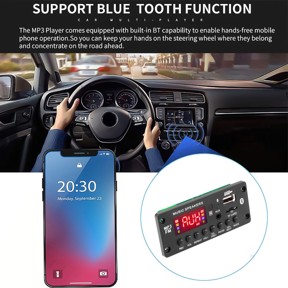Bảng Mạch Khuếch Đại Âm Thanh MP3 2 * 25W 50W DC 7-15V MP3 Bluetooth 5.0 12V Cho Xe Hơi