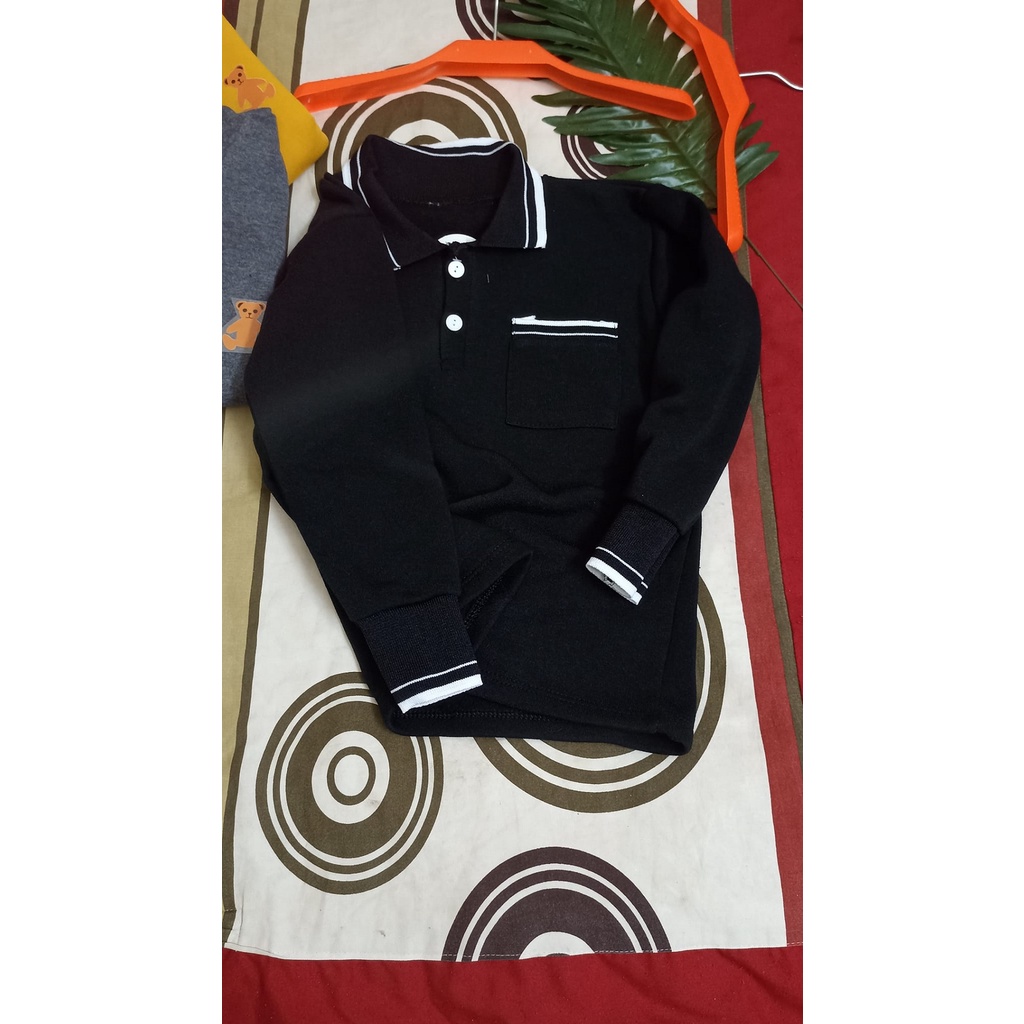 Áo Polo công tử tay dài chất vải nỉ bông dày dặn cho bé từ 14-40kg