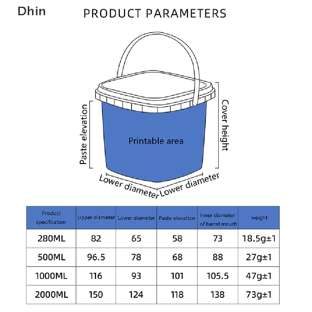 Xô Nhựa Đựng Thực Phẩm 280ML / 500ML / 1L / 2L Có Tay Cầm Tiện Dụng