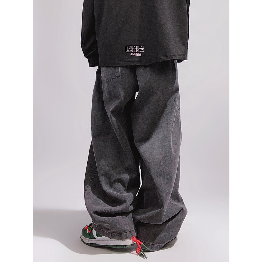 Quần Dài Ống Rộng Họa Tiết Thêu Chữ Thập Phong Cách Hiphop Đường Phố