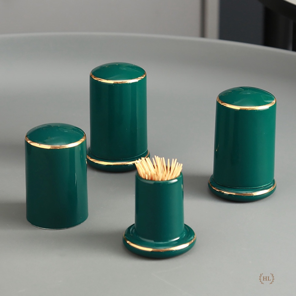 Lọ đựng tăm sứ Xanh Bắc Âu | HŨ ĐỰNG TĂM TRE | HŨ ĐỰNG TĂM NHẬT CHẤT LIỆU SỨ XƯƠNG CAO CẤP XANH NGỌC BÍCH , gia dụng dec