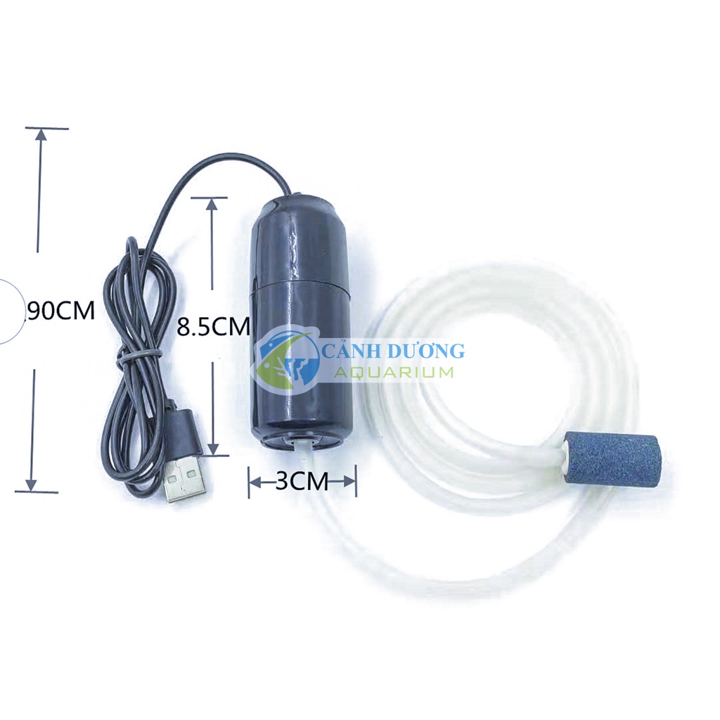Sủi mini siêu êm 1 vòi-  Máy sục oxy câu cá- Sủi kết nối USB