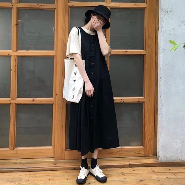 [ ORDER ] Yếm váy đen dài