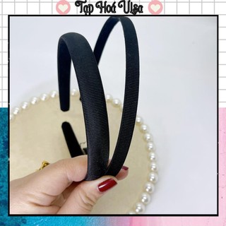 Bờm bọc vài đen cao cấp, xược/cài gọng dẻo phụ kiện tóc hanmade, xương bờm trơn, xương bờm bọc vải