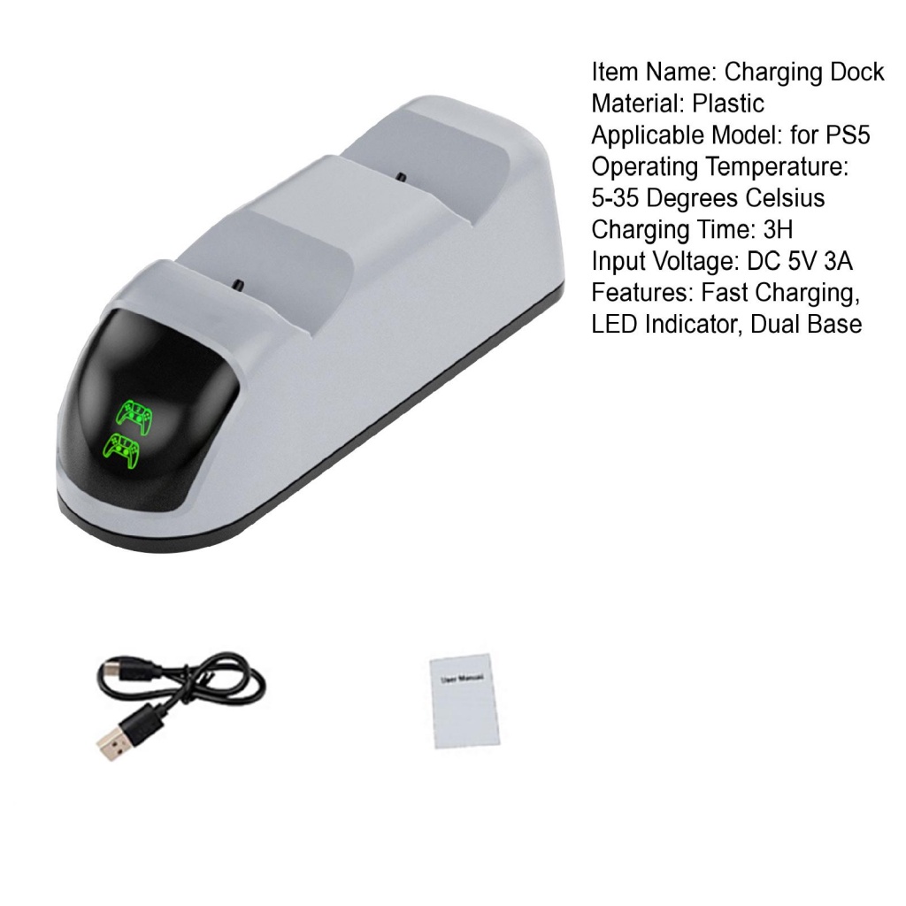 Đế Sạc Nhanh Type-C Bằng Kim Loại Có Đèn LED Cho Tay Cầm Chơi Game PS5