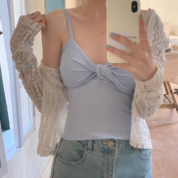 Áo hai dây SUXI có mút đệm ngực thời trang mùa hè quyến rũ cho nữ