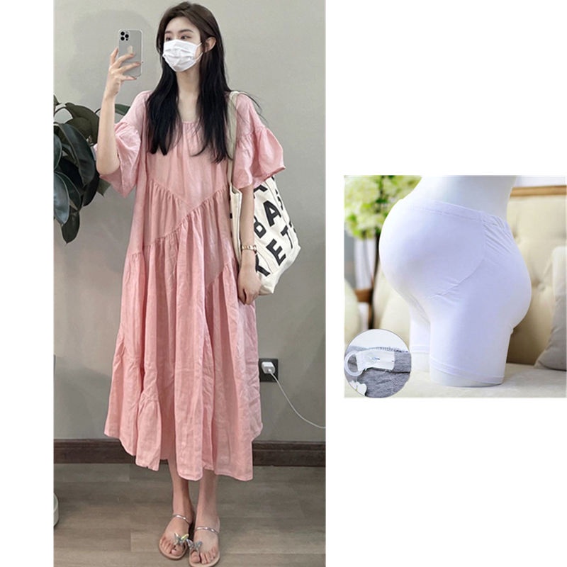 [Giao Ngay] Đầm Bầu Dáng Rộng Phong Cách Retro Pháp Thanh Lịch Mùa Hè Size Lớn Obesity