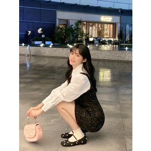 Giày bệt tweed CK đính nơ thỏ cute quai ngang búp bê- ORD