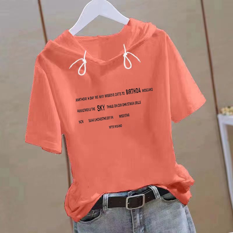 Áo hoodie Tay Ngắn Dáng Rộng In Họa Tiết Thời Trang Mùa Hè Xinh Xắn Cho Nữ