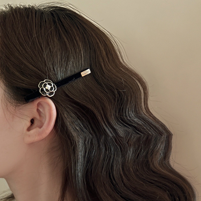 Kẹp Tóc Mỏ Vịt Đính Hoa Trà Và Ngọc Trai Phong Cách Hàn Quốc Thanh Lịch Dành Cho Nữ
