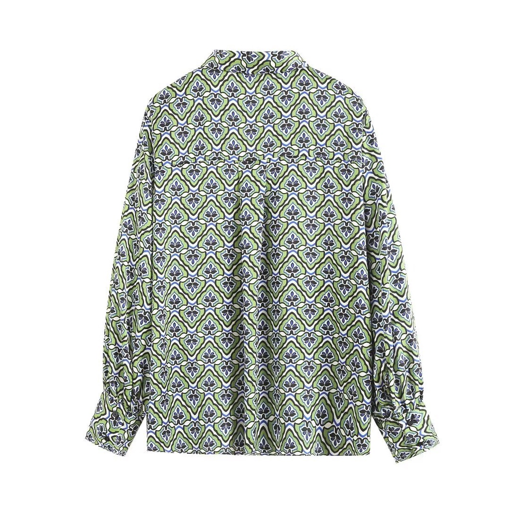 Bộ Áo Sơ Mi Họa Tiết Hình Học + Chân Váy Phong Cách Châu Âu Thời Trang Xuân Hè Mới 2023 BGB3058