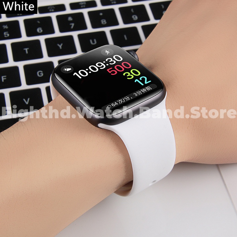 Dây Đeo Đồng Hồ Thông Minh Bằng Silicone Màu Sáng Kích Thước 49mm 41mm 45mm 44mm 42mm 40mm 38mm Ultra 8 7 6 SE 5 4 3 2 1