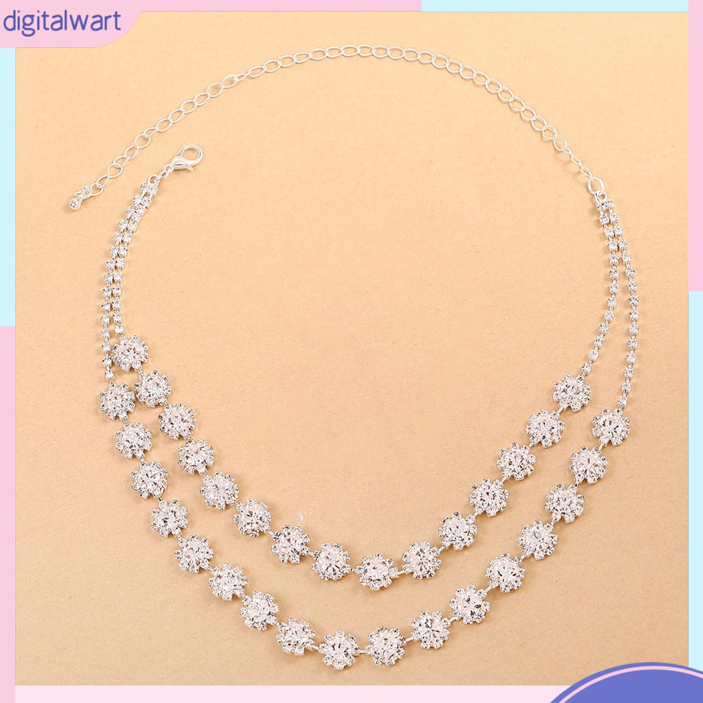 [DIWA] 1 Set Vòng cổ Và Bông Tai Bằng Hợp Kim Lấp Lánh Thanh Lịch