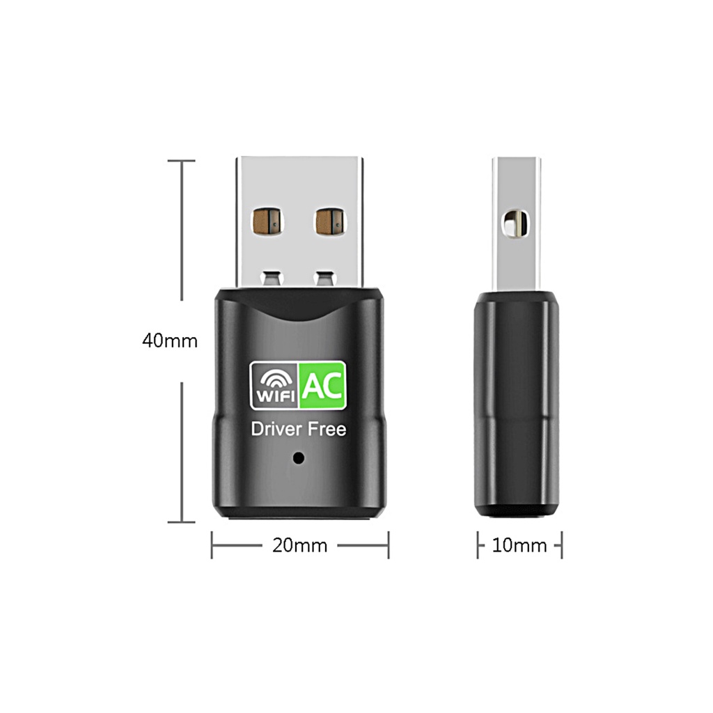 Thẻ Mạng WiFi Không Dây Băng Tần Kép Rộng 600Mbps USB 2.4 / 5.8GHz Cho Laptop Windows 7 / 8 / 10 / 11 / Vista / XP