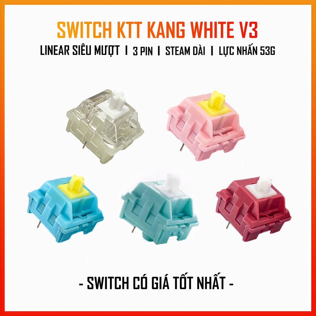 Switch KTT Kang White V3, KTT Mint, KTT Peach, KTT Sea Salt Lemon, KTT Grapefruit Cho Công Tắc Phím Cơ 3 Pin