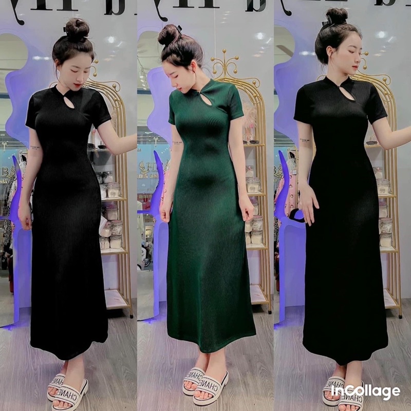Đầm body cổ trụ khoét giọt nước siêu tôn dáng xinh xắn thời trang
