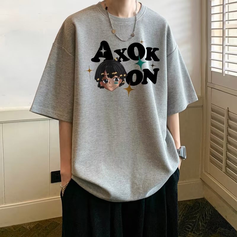 Áo Thun Tay Lỡ 5 / 4 Cổ Tròn Dáng Rộng Thời Trang Mùa Hè Cho Nam