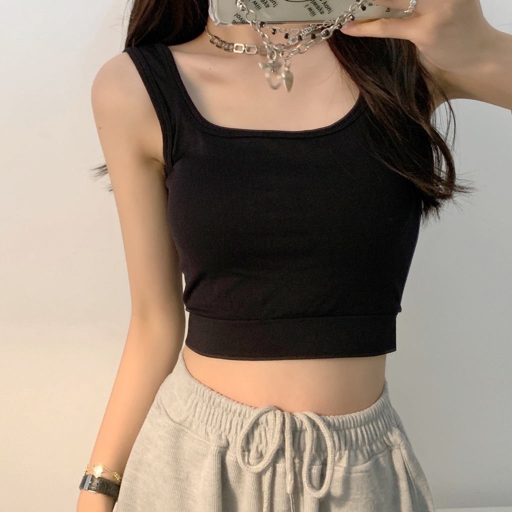 ZHELIHANGFEI Áo Croptop Sát Nách Lưng Cao Thiết Kế Quyến Rũ Cho Phái Nữ