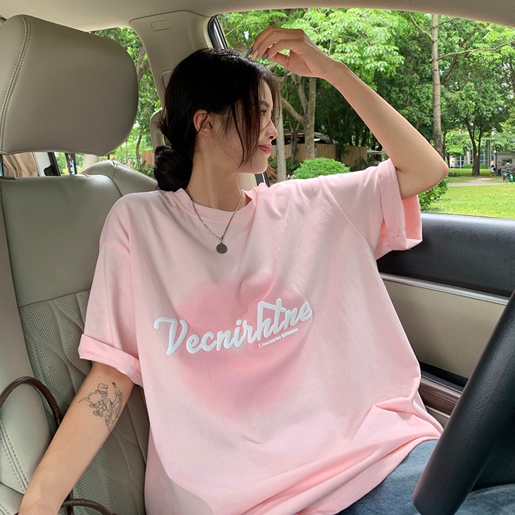 IELGY  Áo Thun Tay Ngắn In Họa Tiết Xốp Phong Cách Hàn Quốc Thời Trang Cho Nữ