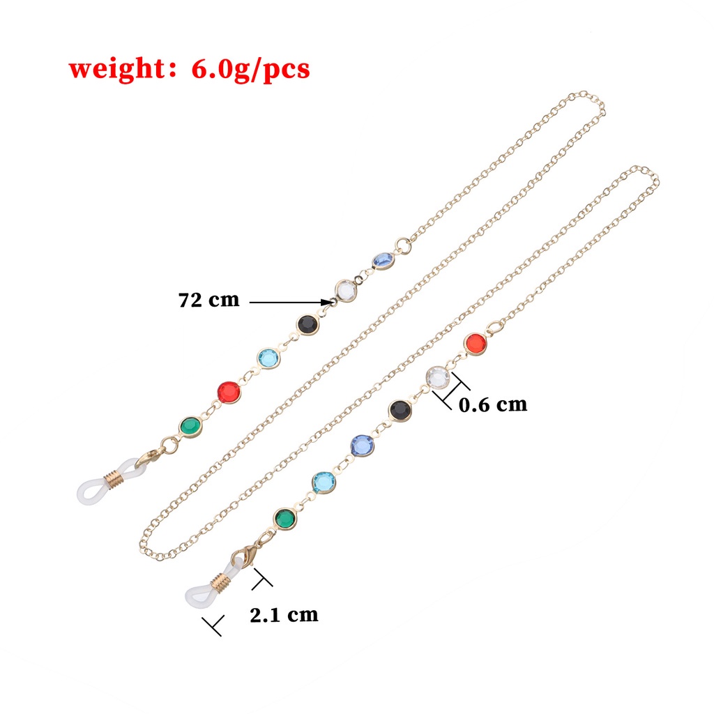 Set 2 Dây Đeo Mắt Kính Đính Đá Bằng Thép Màu Sắc Xinh Xắn