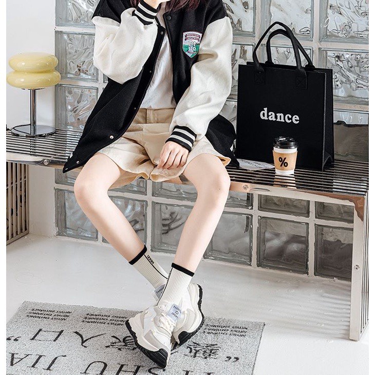 5 Đôi Tất nữ Cổ Cao Mekki Kẻ Đen