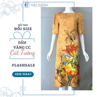 Đầm trung niên tặng bà, tặng mẹ họa tiết hoa đầm cc58 - Thời trang Cát Tường
