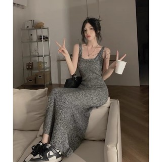 [OD 7-20 Ngày] Váy Len Hai Dây Xám Tiêu