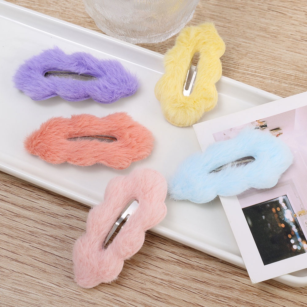 Kẹp Tóc Hình Đám Mây Phủ Lông Mềm Mại Phong Cách Hàn Quốc Đơn Giản Thời Trang Cho Nữ