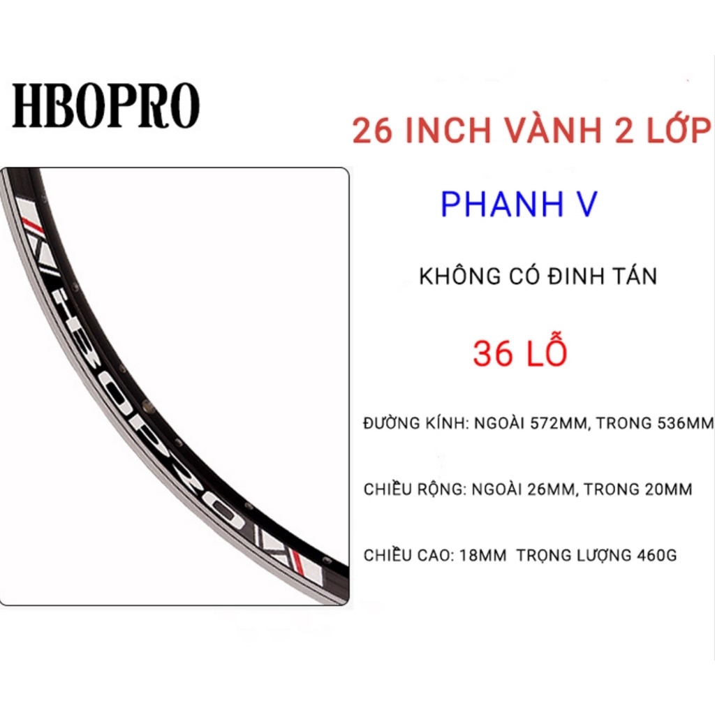 VÀNH  XE ĐẠP HBOPRO 26INCH