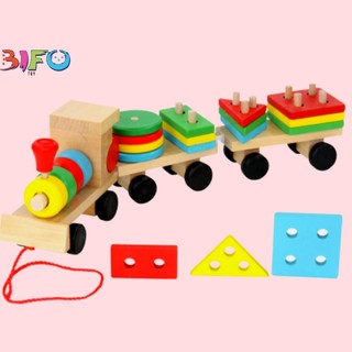 Đồ chơi tàu gỗ thả hình khối và màu sắc tổng hợp theo phương pháp Montessori giúp bé phát triển trí thông minh toàn diện