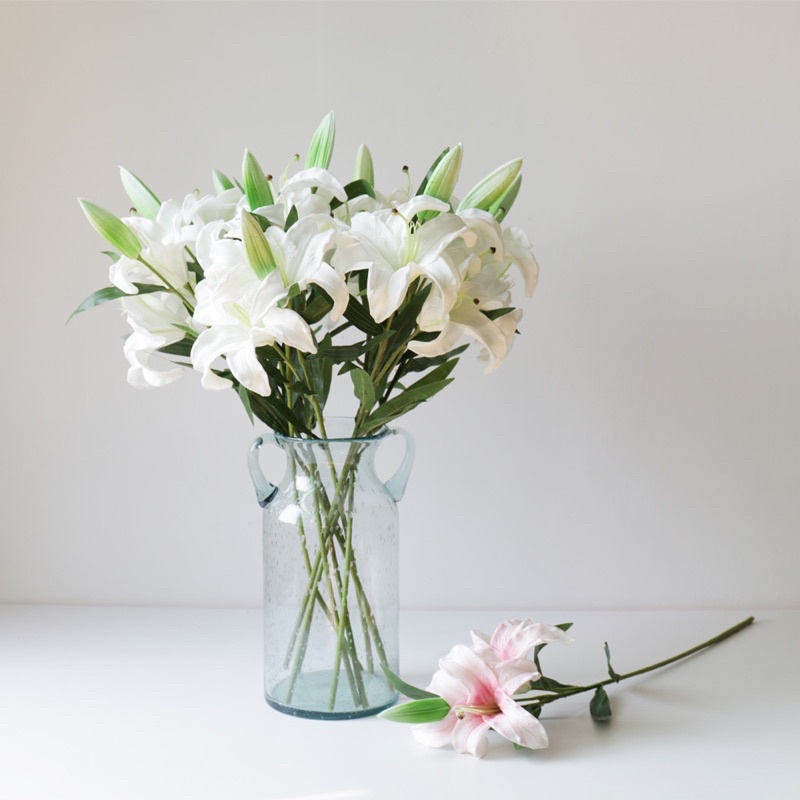 Hoa ly giả 2 bông 1 nụ trang trí nhà cửa,decor phòng, trang trí chụp ảnh