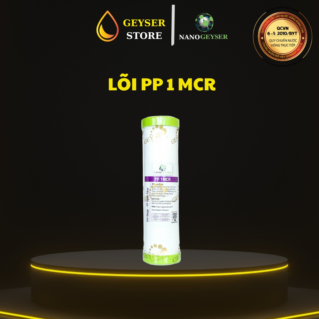 Lõi lọc nước Bộ lõi học 123 máy ro lõi PP 5MCR, GAC ,PP 1MCR Nano Geyser- Hàng chính hãng, Lõi 1 đổi 1 bộ lõi thay thếế