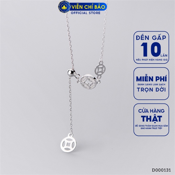 Dây chuyền hình xu may mắn chất liệu bạc Thái 925 thời trang phụ kiện trang sức nữ Viễn Chí Bảo D000131