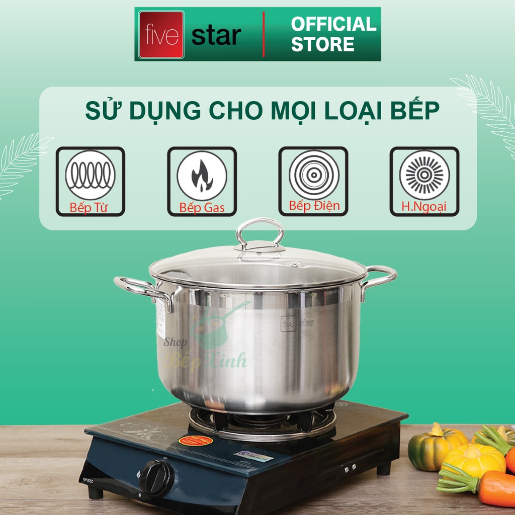 Nồi luộc gà 3 đáy từ sandwich inox 430 cao cấp FiveStar Standard  , dùng được mọi bếp