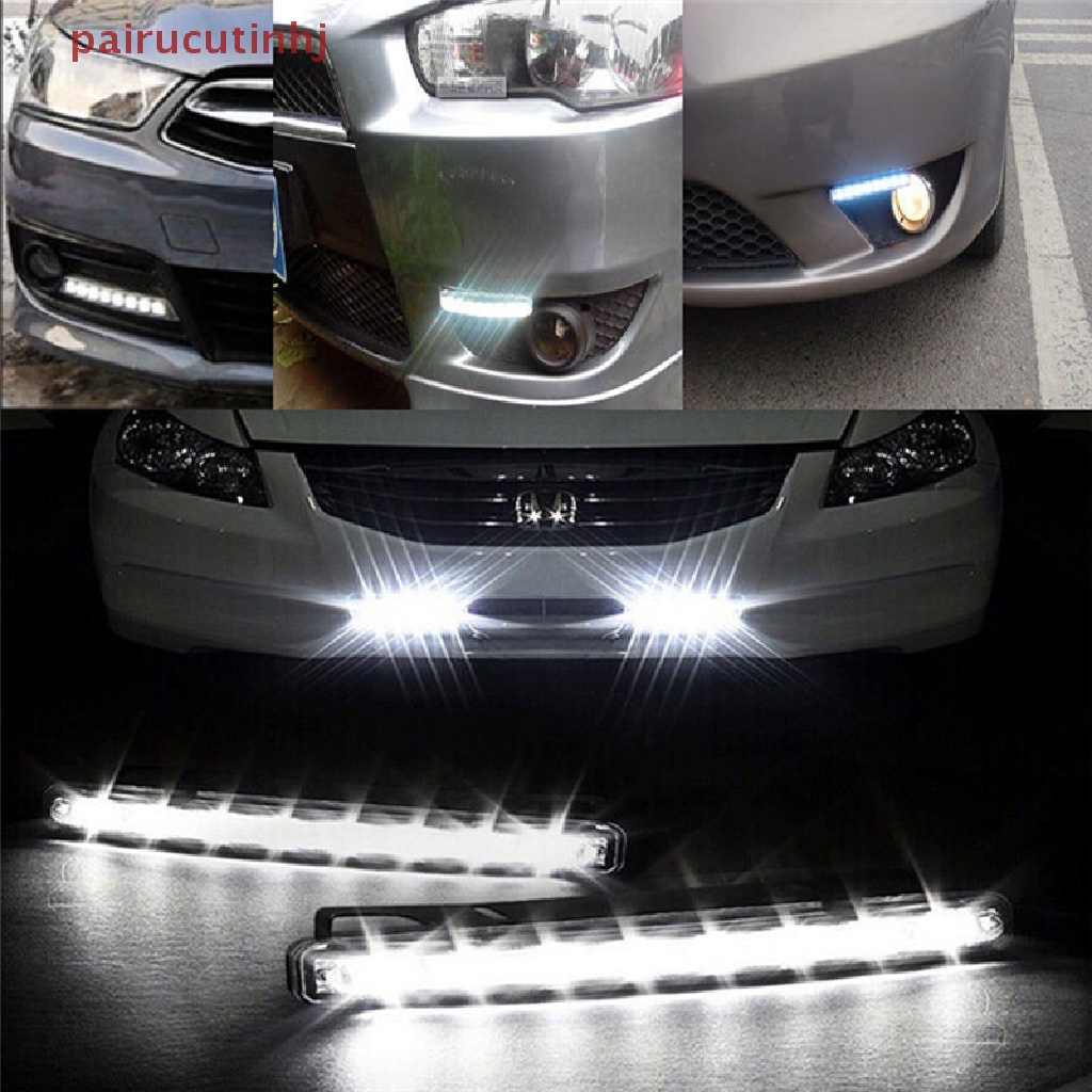 Cặp Đèn 8 LED DRL Ánh Sáng Trắng Chuyên Dụng Chạy Ban Ngày Cho Xe Hơi