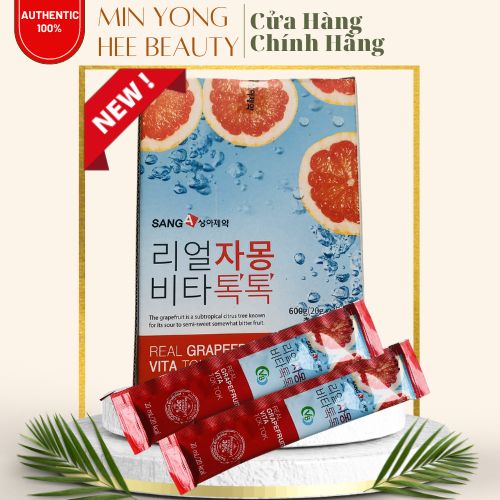 Trà Bưởi Giảm Cân Sanga Real Grapefruit Vita Tok Tok 30 Gói Hàn Quốc - Bưởi Đỏ Đẹp Da Giữ Dáng