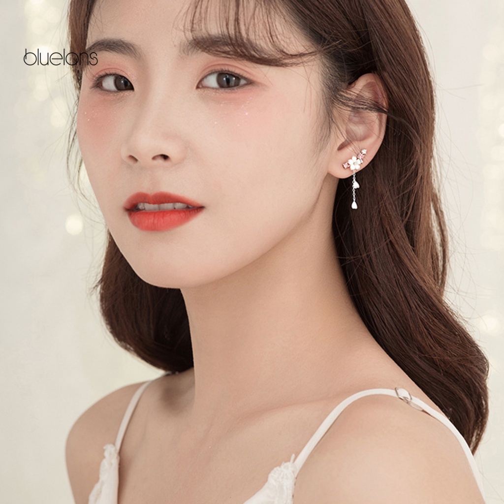 1 Cặp Bông Tai Đính Đá Hình Hoa / Vỏ Sò Thời Trang